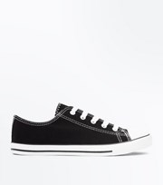 New Look Black Canvas Stripe Sole Trainers